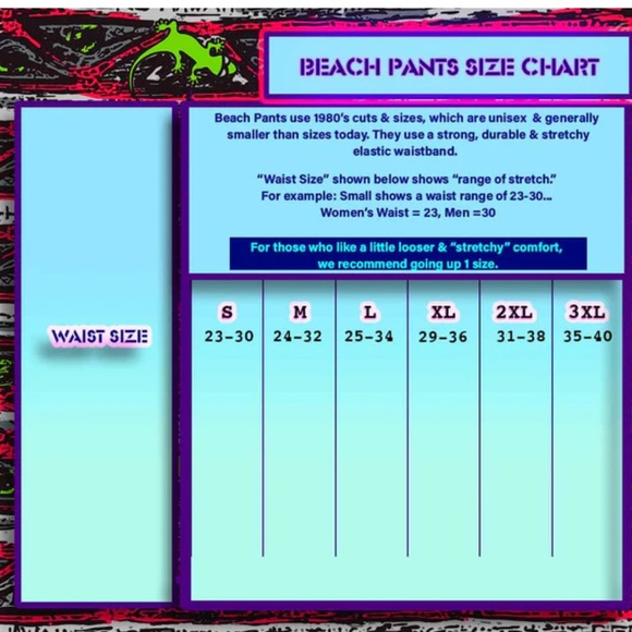 Gecko Hawaii NWT Bright Blue Wave 90s Forever Beach Nylon Pants Size Large - Picture 9 of 9